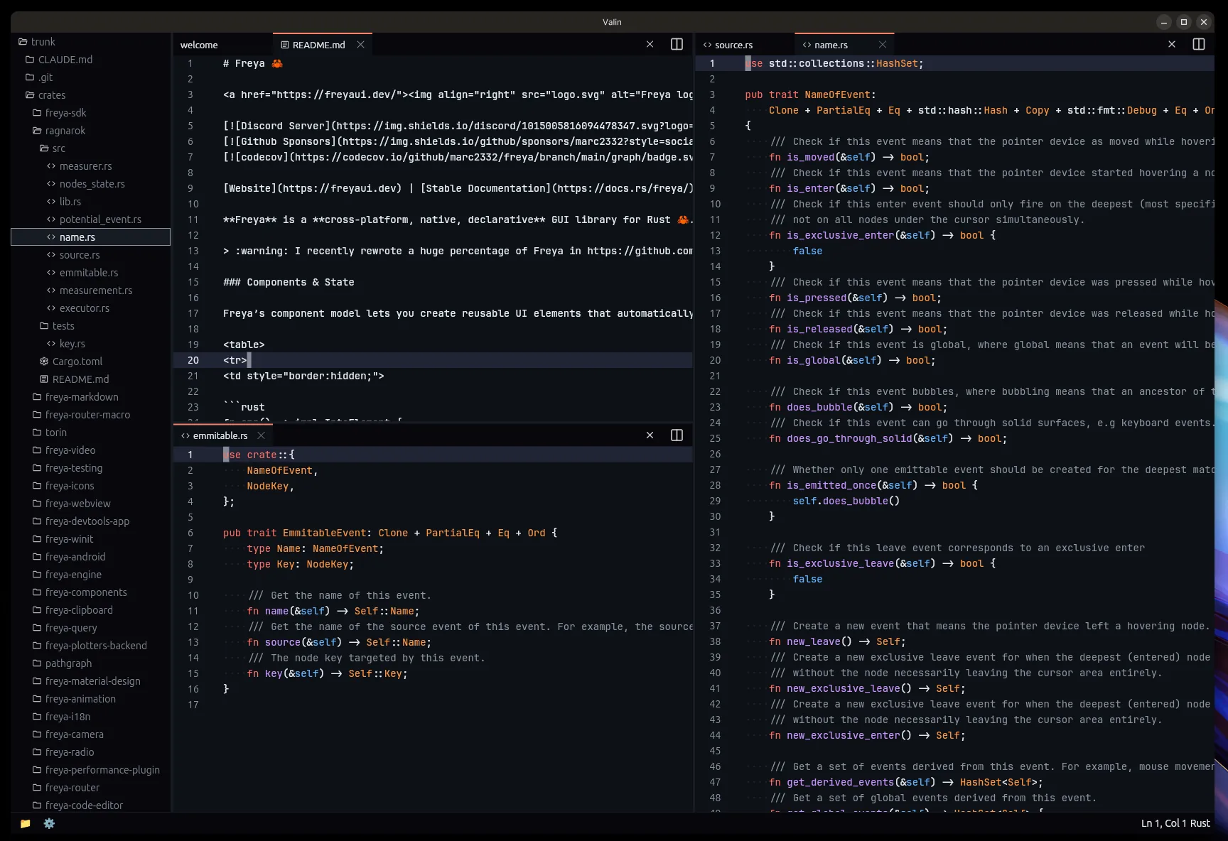 valin code editor